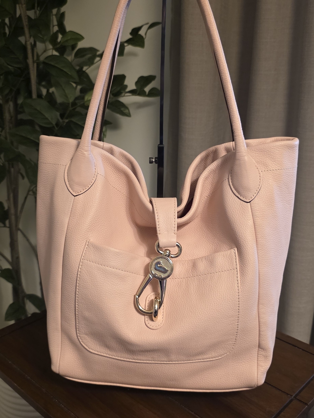 Dooney & Bourke Pink Belvedere Logo Lock Tote Bag, Large, Preloved